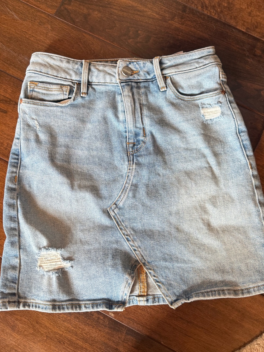 Sanctuary Light Blue High-Rise Distressed Denim Skirt
